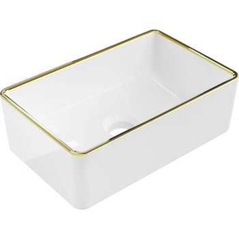 Mexen Nadia умивалник за плот 36 x 23 см, бял/златен кант - 21613605 (21613605)