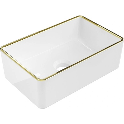 Mexen Nadia умивалник за плот 36 x 23 см, бял/златен кант - 21613605 (21613605)