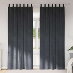 Pure Line Home Кадифени завеси в цвят стоманеносив с текстилни гайки (уши), 2 бр. , 140 x 245 см