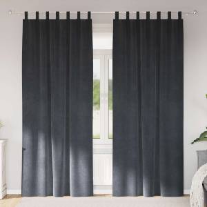 Pure Line Home Кадифени завеси в цвят стоманеносив с текстилни гайки (уши), 2 бр. , 140 x 245 см