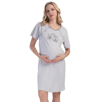 Image 1 of Нощница за кърмачки в сиво с две мечета