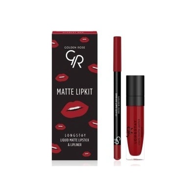 GR Matte LipKit Scarlet Red tekutá matná rtěnka N18 5,5 ml + tužka na rty N527 1,6 g