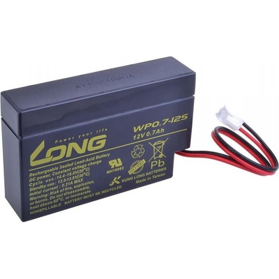 Baterie pro záložní zdroje Long 12V 0.7Ah olověný akumulátor JST (WP0.7-12S) (PBLO-12V000,7-JST)