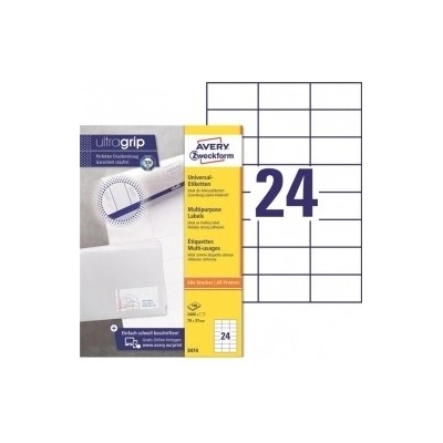 Etikety univerzálne 70x37mm Avery A4 100 hárkov