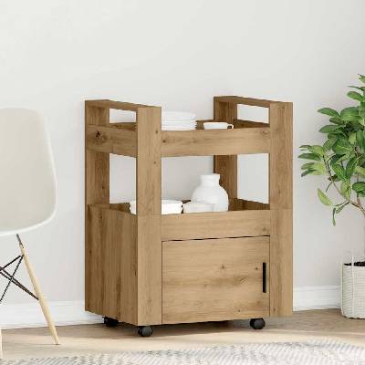 vidaXL Кухненска количка дъб артизан 60 x 45 x 80 см Инженерно дърво (862121)