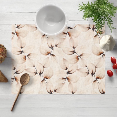 Biante Dekorační prostírání Elen PM-132 Krémové listy na režném 35x45 cm