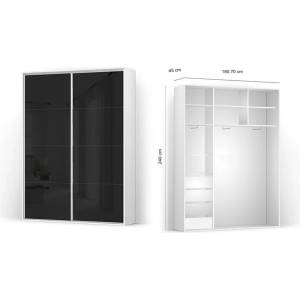 BRW Гардероб FLEX 180 / 45 / 240 см черен лакобел (36/180-45-240/white/black-lacobel/flex/brw)