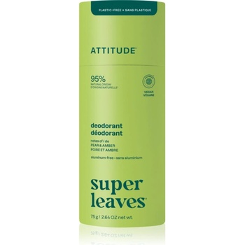 ATTITUDE Super Leaves Natural Deodorant натурален твърд дезодорант без алуминий Pear & Amber 75 гр