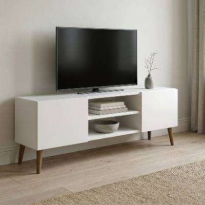TopMebel Etna меламинов ТВ шкаф в бял цвят, размери 150 × 30 × 45 см