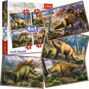 Trefl Puzzle - 4in1 - Interesting dinosaurs / Trefl 34383