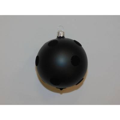 ONREX Vianočná ozdoba sklenená guľa čierna bodky pr. 8 cm