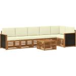 vidaXL Комплект дивани за открито 6 бр. Натурален и Крема (3384431)