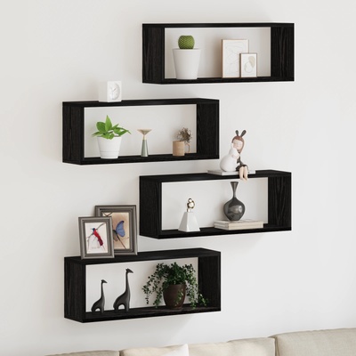 vidaXL Стени за рафтове с рафт 4 pcs Черния дъб 60 x 15 x 23 cm (862646)