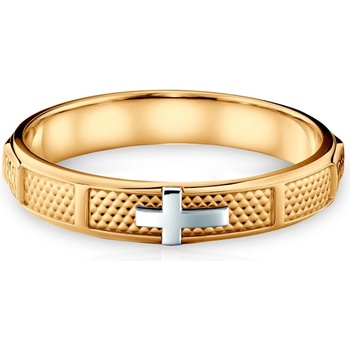 SAVICKI Пръстен с кръстче Savicki: двуцветно злато