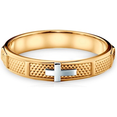 SAVICKI Пръстен с кръстче Savicki: двуцветно злато