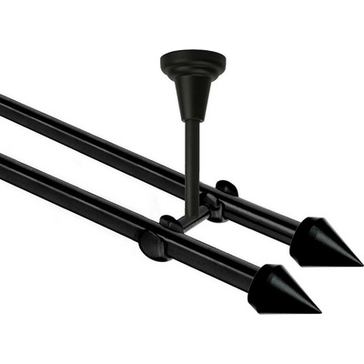 OK-GarnýžeCZ Garnýž kovová dvouřadá 16mm Hrot Double černá 470 cm do stropu / na tunýlek - bez kroužků