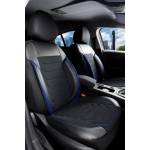 Streetech 3D Тапицерия за седалки кожена Streetech Carbon - черна със сини кантове (EG-SC-6)