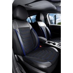 Streetech 3D Тапицерия за седалки кожена Streetech Carbon - черна със сини кантове (EG-SC-6)