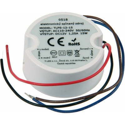 T-LED, LED zdroj 12V 15W IP67 TLPS-12-15