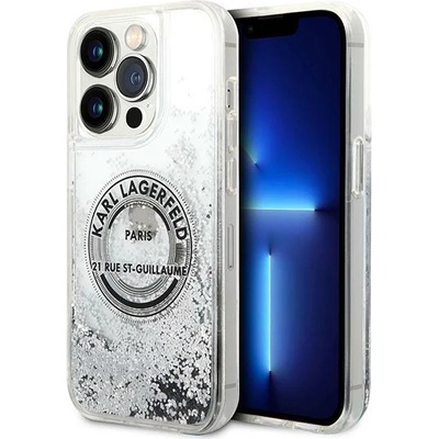 KARL LAGERFELD Кейс Karl Lagerfeld KLHCP14XLCRSGRS за iPhone 14 Pro Max 6.7"" сребърен / сребърен, твърд, Liquid Glitter RSG (KF001212-0)