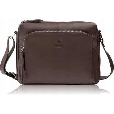 Paolo Peruzzi Tmavě hnědá dámská kožená crossbody kabelka Jacomina