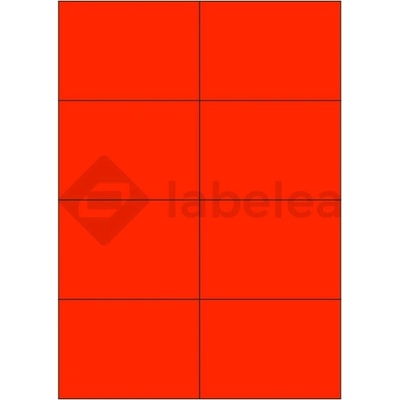 Labelea Samolepiace etikety 105x74 mm signálne farebné papierové, na hárku A4, pre laserovú tlač, Farba etikiet Signálna červená, Počet hárkov v balení 100 EPY105074SR008S