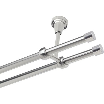 OK-GarnýžeCZ Garnýž kovová dvouřadá 19mm Pullo double nerez 310 cm do stropu / na tunýlek - bez kroužků