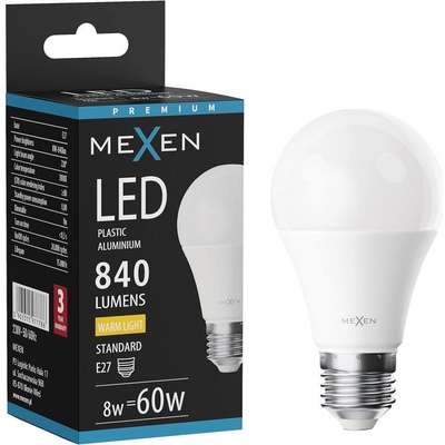 Mexen Nova LED крушка E27, A60, 8W, Топла - 3000K, 840 lm - L100-E27-0830-01 (L100-E27-0830-01)