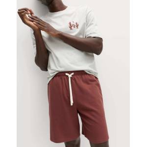 Marks & Spencer Пижамен комплект от чист памук с вышивка с мотив на кактус Marks & Spencer кремаво Marks & Spencer | Bezhov | МЪЖЕ | L