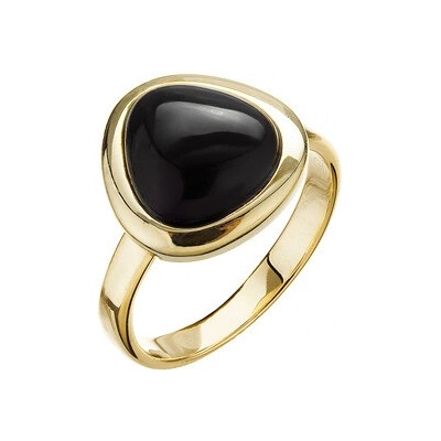 Evolution Group Pozlacený prsten trojúhelník s pravým onyxem 15027.3