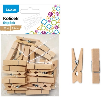 Kolíček Luma 3,5cm, 25ks natur