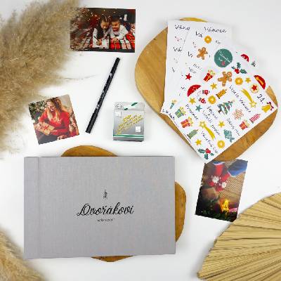 Lovelu Šedé vánoční fotoalbum se jménem - Naše Vánoce - tvořivý set
