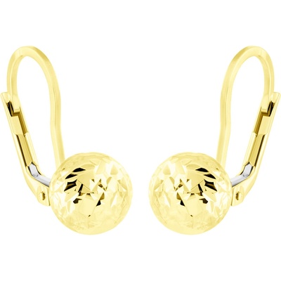 Gemmax Jewelry zlaté náušnice Kuličky s diamantovým brusem na klapku GLEYN-02549