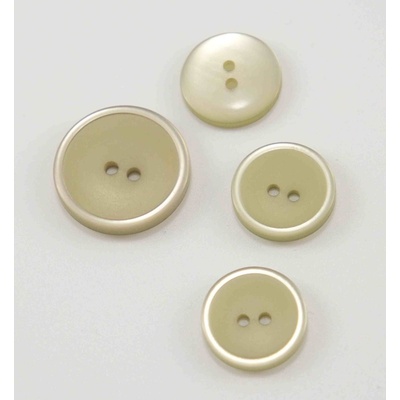 Dierkový gombík - khaki s lesklým okrajom - priemer 1,5 cm