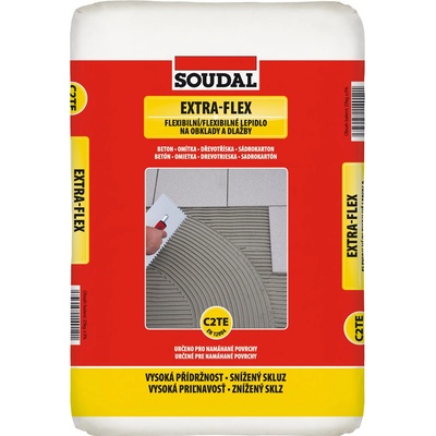SOUDAL Extra-Flex flexibilné lepidlo 25kg sivé