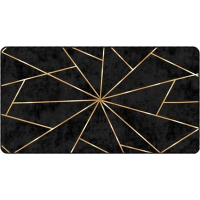 Перящ се килим, черно и златисто, 80x150 см, противоплъзгащ