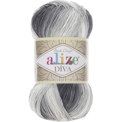 Příze Alize Diva batik 1900 černo-bílá