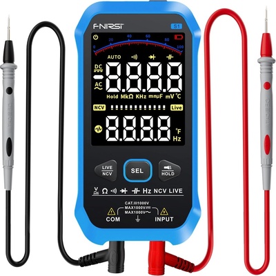 Fnirsi S1 Smart цифров мултиметър 8в1 с цветен дисплей, тестер за напрежение, термометър, AC/DC 1000 (S1)