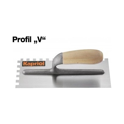 Hladítko ocelové zubové dřevěná rukojeť 280 x 120 / V 10 mm KAPRIOL
