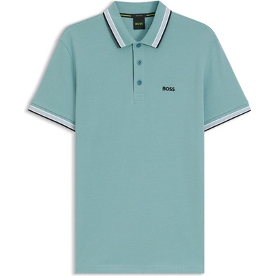 Блуза с яка Boss Mens BOSS GREEN Paddy Polo Shirt with Contrast Tipping - Aqua 445