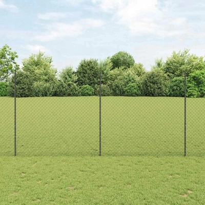 VidaXL Plot s sloupkem Šedá 1,5 x 10 m Ocel a PVC