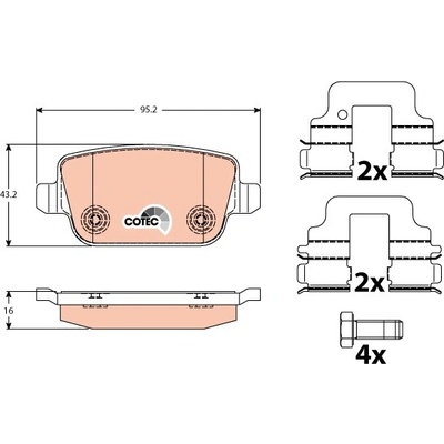 TRW Sada brzdových platničiek kotúčovej brzdy GDB1732