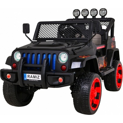 Ramiz Jeep Raptor 4x4 kožená sedačka 2 místné černá s plameny
