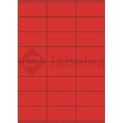 Labelea Samolepiace etikety 70x36 mm farebné papierové, na hárku A4, pre laserovú a atramentovú tlač, Farba etikiet Červená, Počet hárkov v balení 100 EPY070036PR024S