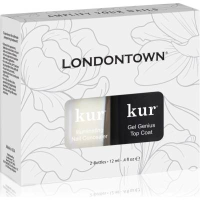 LONDONTOWN Conceal + Go Duo LONDONTOWN Kur Illuminating Nail Concealer rozjasňující lak na nehty 12 ml + vrchní lak na nehty 12 ml