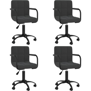 vidaXL Въртящи трапезни столове, 4 бр, черни, кадифе (3088009)