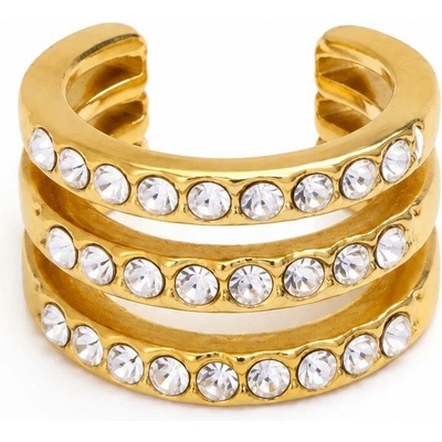 SARINES Zlatý trojitý earcuff se zirkony S1445