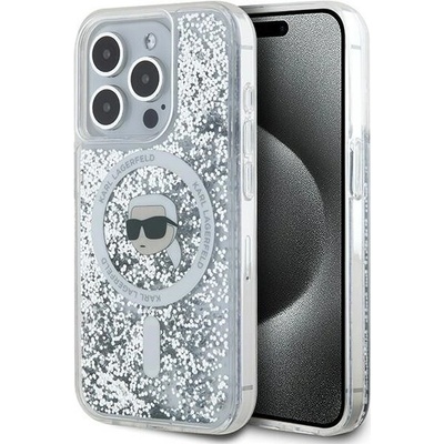 Karl Lagerfeld Liquid Glitter Karl Head MagSafe Apple iPhone 15 Pro Max KLHMP15XLGKISGH Transparent