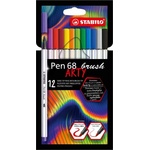 STABILO Комплект флумастери, Stabilo, Pen 68 Brush Arty ST568/12-21-20, 12 цвята (ST568/12-21-20)