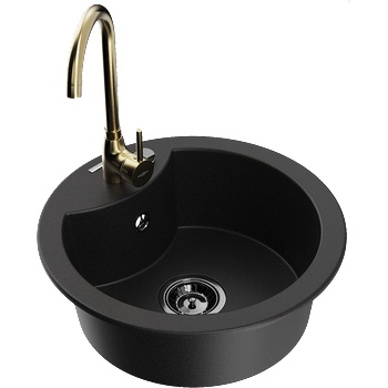 Mexen Diego гранитна мивка с една камера с кухненски смесител Telma, черен - 6512-77-670200-50-B (6512-77-670200-50-B)